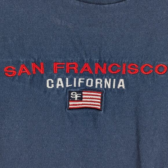 San Francisco California Navy T-Shirt Men’s Medium Delta Pro Weight USA Flag Tee - Picture 2 of 5